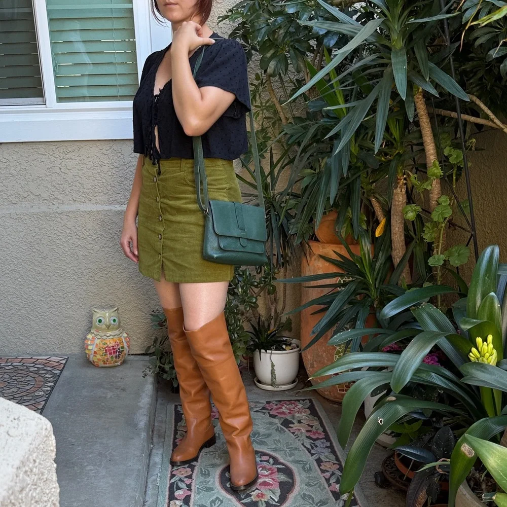 Fossil Teal Green Leather Crossbody Bag